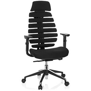 hjh OFFICE 714540 ergonomische bureaustoel Ergo Line II Pro met hoofdsteun en lendensteun, stoffen bekleding, zwart