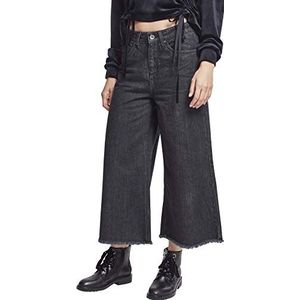 Urban Classics Dames Denim Culotte Pants, zwart (Black Washed 00709), 28W