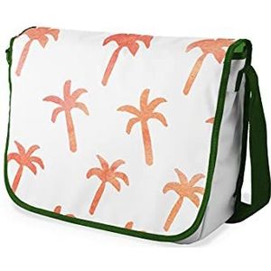 Bonamaison Digitaal bedrukte Messenger schooltas met kaki riem voor studenten, crossbody tas, koerierstas, schoudertas voor kinderen, meisjes, jongens, maat: 29x36 cm