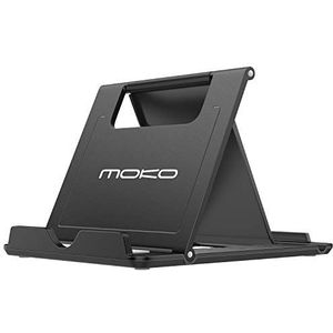 MoKo Phone/Tablet Stand, Foldable Desktop Holder Fit with iPhone 16/Pro/Pro Max/Plus, iPhone 15/Pro/Pro Max/Plus, iPhone 14/Pro/Pro Max/Plus, iPhone 13/Pro/Pro Max/Plus, Mini 6/5/4 - Black (Large)