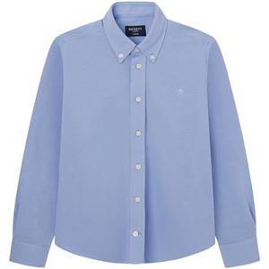 Hackett London Garment Dyed Pique overhemd voor jongens, blauw (Oxford Blue), 9 Jaren