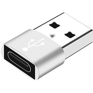 USB naar tpie adapter - C-stekker oplader, gegevensoverdracht via kabel, Apple converter, Samsung Galaxy (zilver)