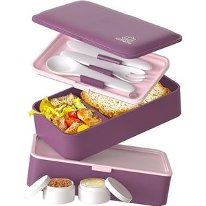 UMAMI All-in-1 1,2L Bento Box Volwassenen met Bestek & 2 Sauscontainers als Lunchboxen Salade- Snack- of Lunchbox | Lekvrije Kinderen | Incl. Accessoires Broodtrommel met Compartimenten voor Maaltijdbereiding