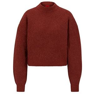 HUGO Women's Sismia Knitted_Sweater, Dark Red604, XL
