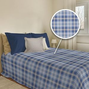 PENSIERI DELICATI Sprei 170 x 280 cm, voor eenpersoonsbed, 100% piqué-katoen, ideaal als sprei voor eenpersoonsbed, patroon Ben Blue, 100% Made in Italy