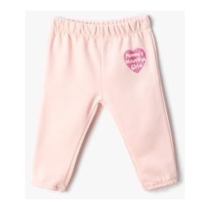 Koton Baby-meisjes katoen elastische tailleband bedrukt detail geborsteld interieur sweatpants, roze (274), 6-9 Maanden