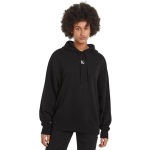 Calvin Klein Jeans Oversized hoodie met geweven label voor dames, zwart., XXL
