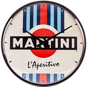 Nostalgic-Art Retro wandklok, Martini – L'Aperitivo Racing Stripes – Geschenkidee voor cocktailfans, Grote keukenklok, Deco vintage design, Ø 31 cm