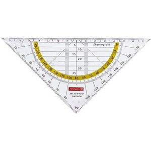 Brunnen 104975701 Geodriehoek, voor school en kantoor, 16 cm, met handvat, onbreekbaar, glashelder Single Geometrie-Dreieck transparant