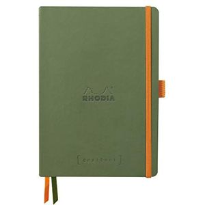 RHODIA 117804C Notitieboek, Bullet Journal, Goalbook Salie, A5, gestippeld, 240 pagina's, lichtbruin papier, 90 g, 2 banden, elastische sluiting, omslag van kunstleer