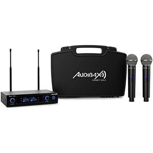 Audibax Sidney 1250 A draadloos microfoonsysteem, dual UHF, draadloze microfoons met frequentie A, inclusief transportkoffer, 2 XLR-audio-uitgangen en 1 jackuitgang