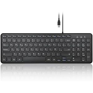 Perixx PERIBOARD-213B Stil USB-schaartoetsenbord met kabel - compact design met numeriek toetsenbord - zwart - Qwert Spaans met