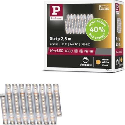 Paulmann - MaxLED 1000 - LED Strip - Warm Wit - 2,5m - 18W - 1100lm/m - 128 LEDs/m - 2700K