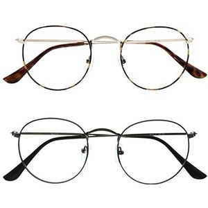 Opulize Zonnebril, leesbril met blauw lichtfilter, met 2 metalen frames, retrobril, presbyopie voor heren en dames, verbetert de slaap en vermindert hoofdpijn, pc-videogames B94-9BB94, schildpad