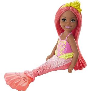 Barbie Dreamtopia Chelsea Mermaid Doll, 16,5 cm met koraalgekleurd haar en staart