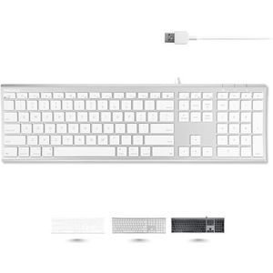 Macally ACEKEYA Super dun bedraad USB-A toetsenbord voor Mac en PC - Wit/Zilverkleurig - US English (QWERTY)