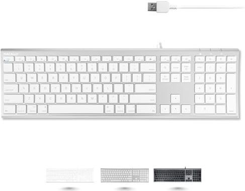 Macally ACEKEYA Super dun bedraad USB-A toetsenbord voor Mac en PC - Wit/Zilverkleurig - US English (QWERTY)
