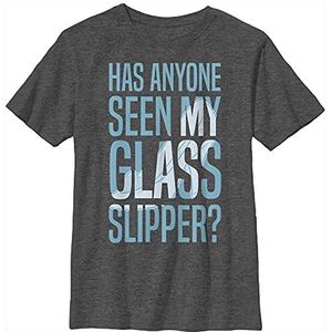 Disney Princess Missing Slipper Boy's Crew Tee, Charcoal Heather, X-Small, charcoal heather, XS