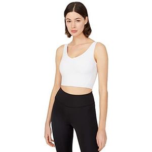LOS OJOS Sportbeha met V-hals - medium ondersteuning, gevoerde sportbeha voor dames, wit, XS