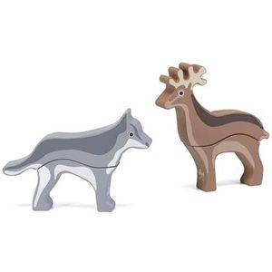 Sevi Mix o Match Dolomitentier wolf-hert | Trudi by Houten speelgoed voor kinderen vanaf twee jaar. Hout uit de Dolomieten | 23x6x15,5cm Nature | Modello 87865