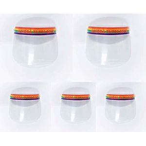 5 beschermende vizieren, regenboog, polycarbonaat, transparant, verstelbaar