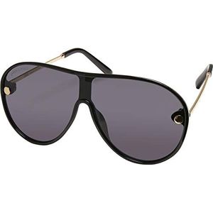 Urban Classics Unisex zonnebril met UV 400-bescherming voor mannen en vrouwen, zonnebril naxos, zwart/goud, één maat, zwart/goud, One Size