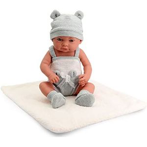 Tachan - Babypop, 40 cm, met grijs en wit breistuk, met lamsdeken, realistische babyfysica, beweegbare ledematen (CPA Toy Group Trading S.L. 788T00628)