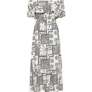 IKITA Dames maxi-jurk 19323077-IK01, wit zwart, XS, maxi-jurk, XS