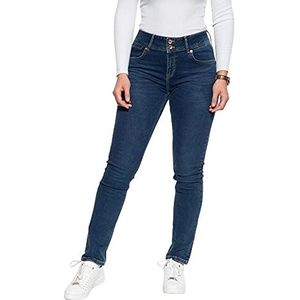 ATT Jeans Dames 5-pocket jeans | damesbroek | slim fit | Stone Wash | 2-knops vorm Chloe, blauw, 34W / 32L