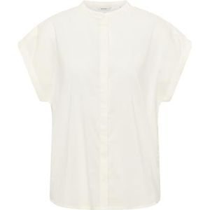 Blouse - Whisper White - Korte Mouwen - Ronde Kraag - Knoopsluiting