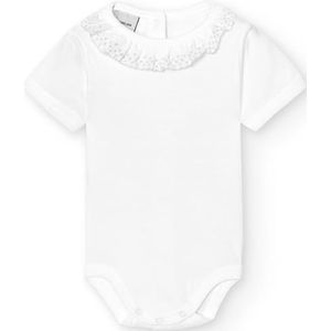 BABIDU Babybody met korte mouwen, 100% katoen, gazonkraag met kant, babybody van zachte, hypoallergene en ademende stof, uniseks kleding voor baby's en meisjes, voor het dragen