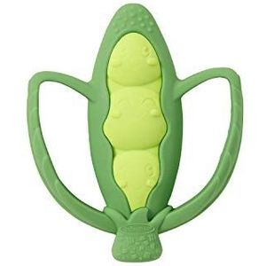 Infantino Lil' Nibble Teether Pea Pod - Silicone Soft-Textured teether for Sensory Exploration and Teething Relief, with Easy to Hold Handles, Green