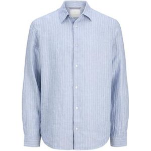 JACK & JONES Heren Jprcclawrence Linen L/S Shirt Sn, Twilight Blue, XL