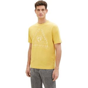 TOM TAILOR T-shirt voor heren, 34211 - Primeroos Geel Beige Grindle, S