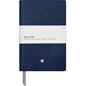 Montblanc Fine Stationery Notebook #147 – Open Diary Indigo, 115622 – DIN A6 gelinieerd notitieboek met softcover van leer met zilveren snit – 1 x blauw dagboek met 128 pagina's
