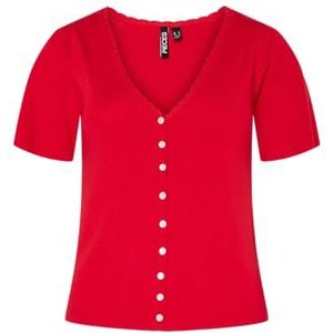 PIECES Pcjuline Ss Knit Cardigan Bc, goji berry, XL