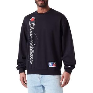 Champion Legacy Modern Basket-Poly-Cotton Interlock Crewneck Sweatshirt voor heren, Zwart, M