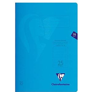 Clairefontaine 323225C - schrift S 'coolbook, ideaal voor school, DIN A4, 16 vellen, 90 g, liniatuur 25 gelinieerd met rand, envelop van PP, blauw, 1 stuk
