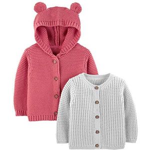 Simple Joys by Carter's Baby 2-Pack Neutraal Gebreide Vest Truien, Grijs/Rood, 6-9 Maanden