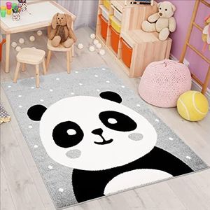 carpet city Kindertapijt Bubble Kids flat Panda Beer, wit gestippeld in grijs voor de kinderkamer; Afmetingen: 80x150 cm