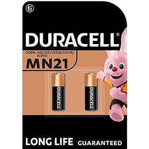 De Duracell Specialty Alkaline MN21-batterij 12V (A23 / 23A / V23GA / LRV08 / 8LR932) is geschikt voor gebruik in afstandsbedieningen, draadloze deurbellen en beveiligingssystemen, verpakking van 2
