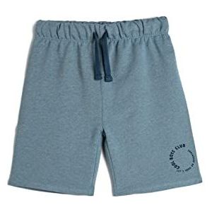 Koton Boys's Trekkoord Elastische Tailleband Gedrukt Detail Shorts, blauw (647), 7-8 Jaar