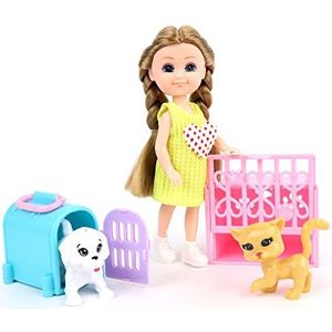 MELODY - Mini Pop en haar Dieren - Melody Stad - Poppenpop - 071221 - Willekeurig Model - Plastic - Figuur - Pop - Kinder Speelgoed - Verjaardag - Spel - Vanaf 3 jaar.