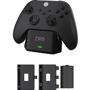 DR1TECH DR10026 PowerSetX Snel Oplaad Base + Batterij Voor XBOX One X / S Series X / S Controller 1200 Mah Accessoires Voor XBOX Wireless Controller Oplader + Smart Safe Battery,Zwart