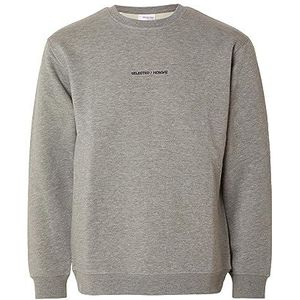 SELECTED HOMME Sweatshirt voor heren, geborduurd, Medium grijs (grey melange), L