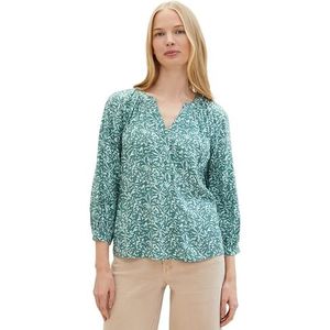 TOM TAILOR Damesblouse, 34840 - Green Abstract Leaf Print, 44