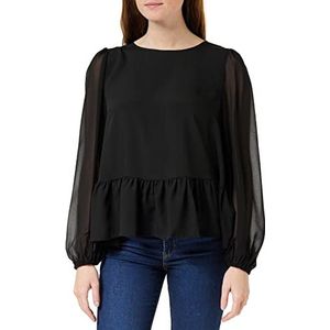 French Connection Dames crêpe licht Georgett Peplum Top Blouse, zwart, S, Zwart, S