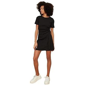 Trendyol Dames Mini Bodycon Getailleerde Gebreide Jurk, Zwart, XL