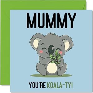 Verjaardagskaarten voor mama - Koala-Ty - grappige gelukkige verjaardagskaart voor mama van zoon dochter, moederdagkaart voor moeder, 145 mm x 145 mm grap wenskaarten voor vrouwen haar