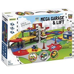Wader 50320 Play Tracks City Mega Garage niveaus met lift, drie voertuigen en 7,4 m speelweg, vanaf 12 maanden, meerkleurig, standaard
